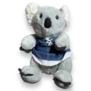 Build A Bear Koala Bear Plush 11" Vtg BABW Stuffed Animal Denim Dress Skirt Lace